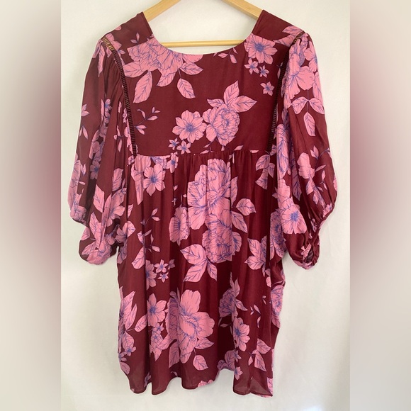 NWT Anthropologie MAEVE Maroon & Pink Floral Blouse. Size Large - Picture 4 of 9
